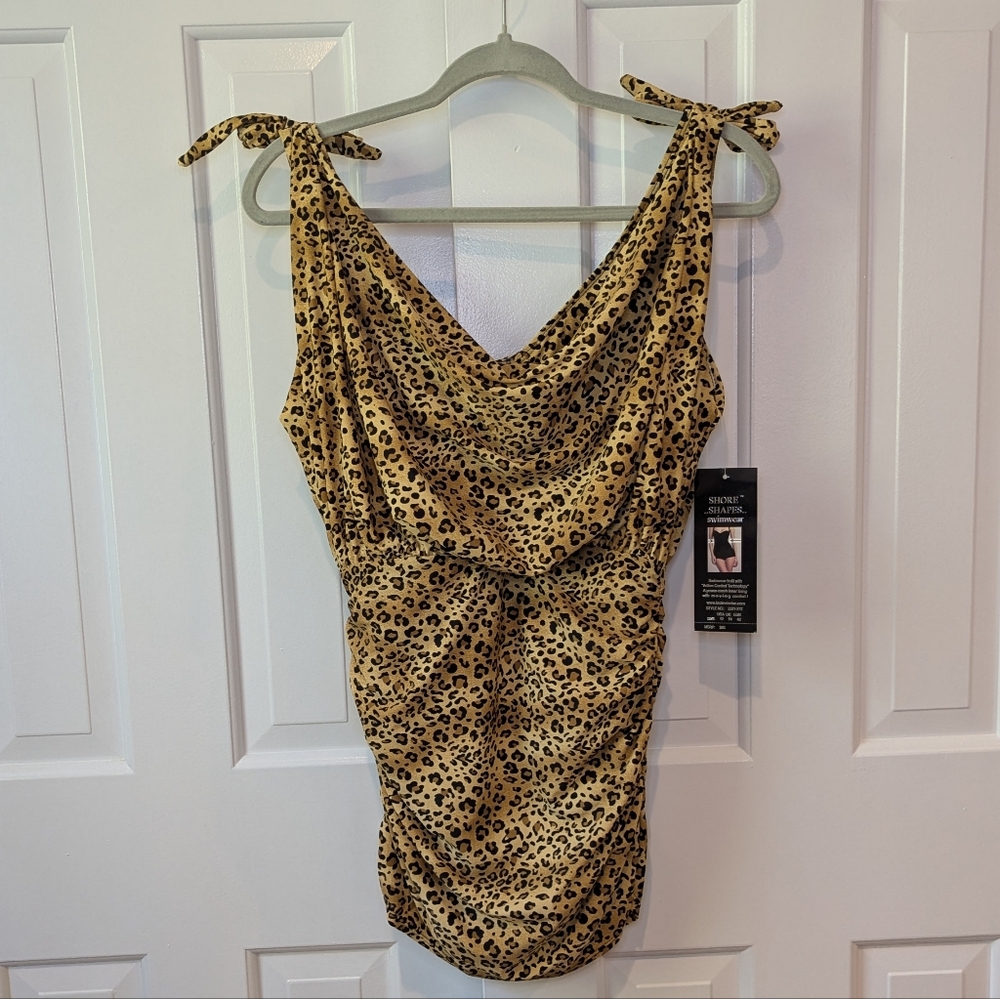 Shore Shapes Swimwear One Piece Leopard Print Size 12 Spandex Animal Print